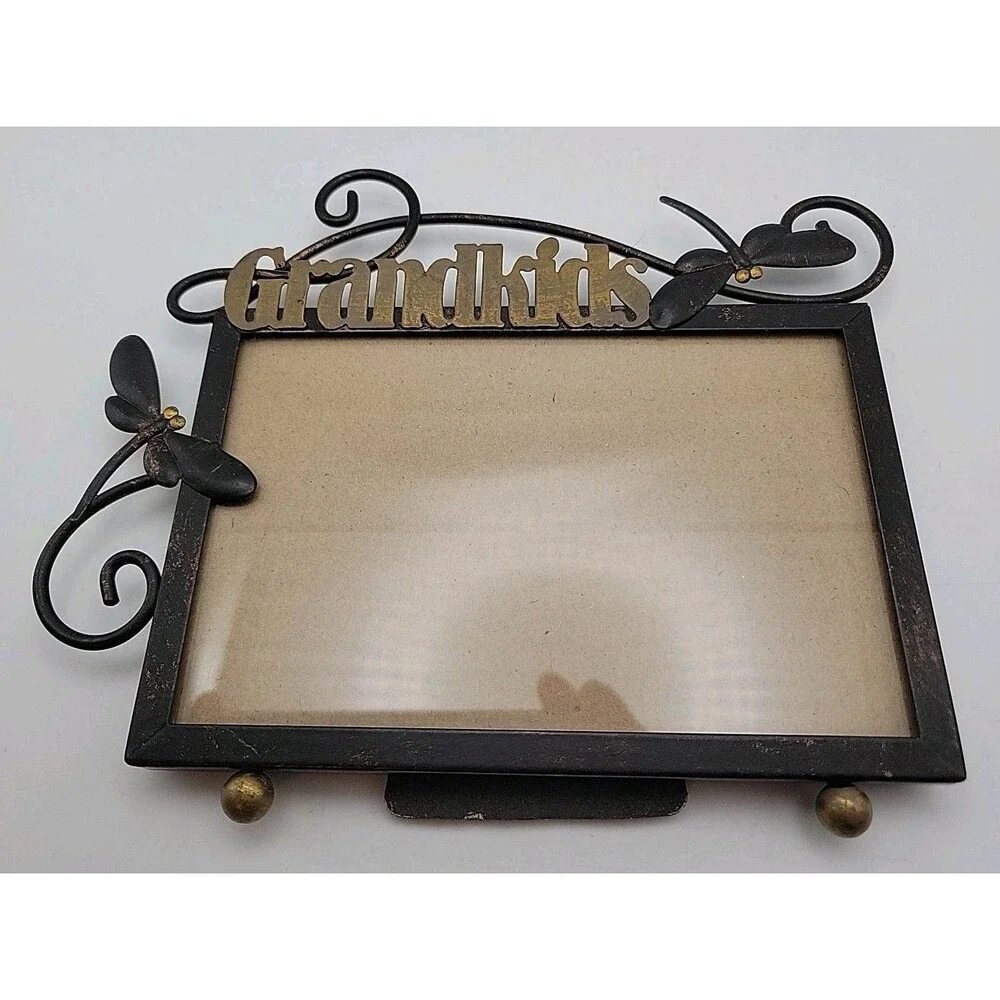Grandkids Dragonfly Metal Picture Frame Easel Style 4x6